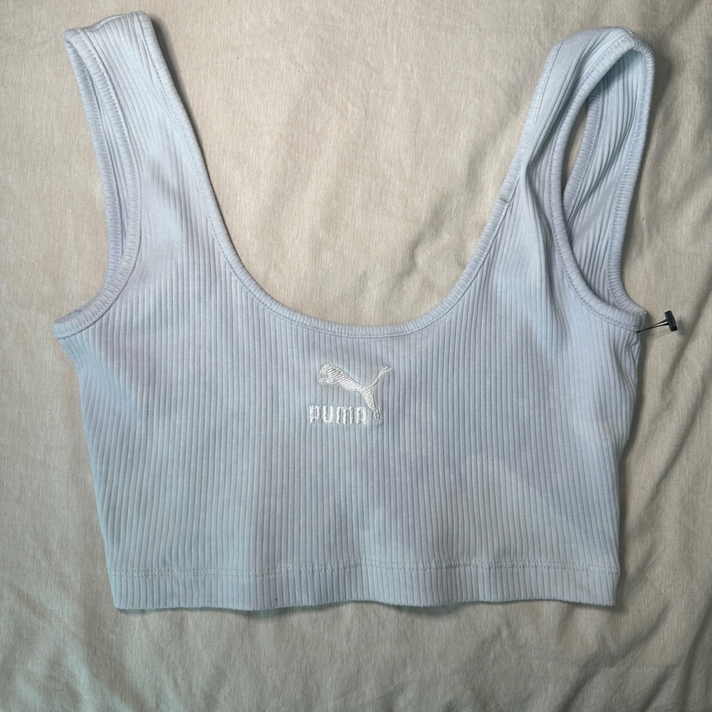 Puma Light Blue Ribbed Tank Top